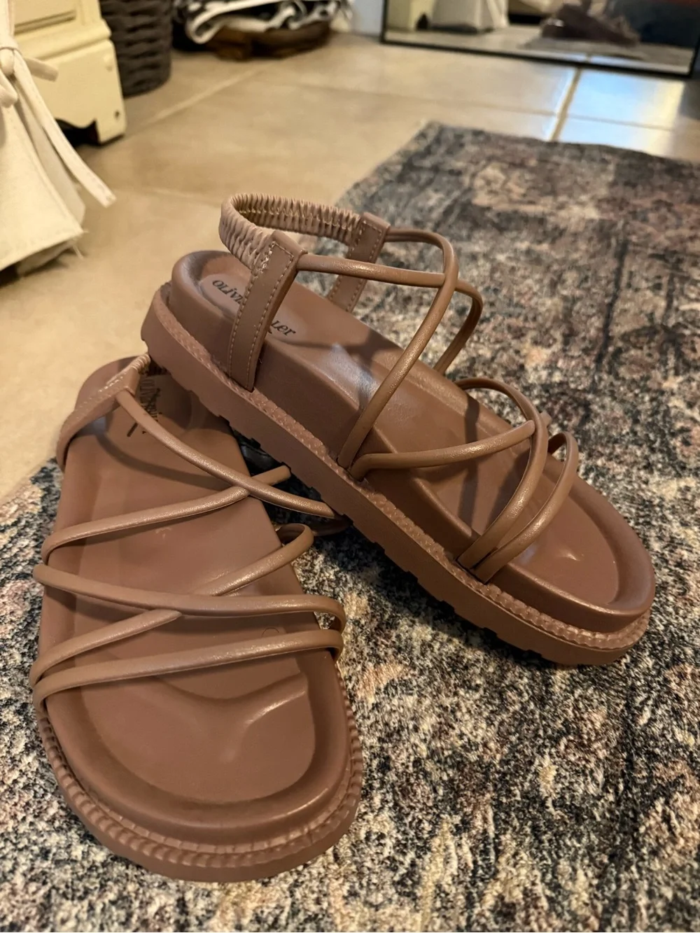 Olivia Miller Taupe Brownish purple Strappy Slingback Sandals